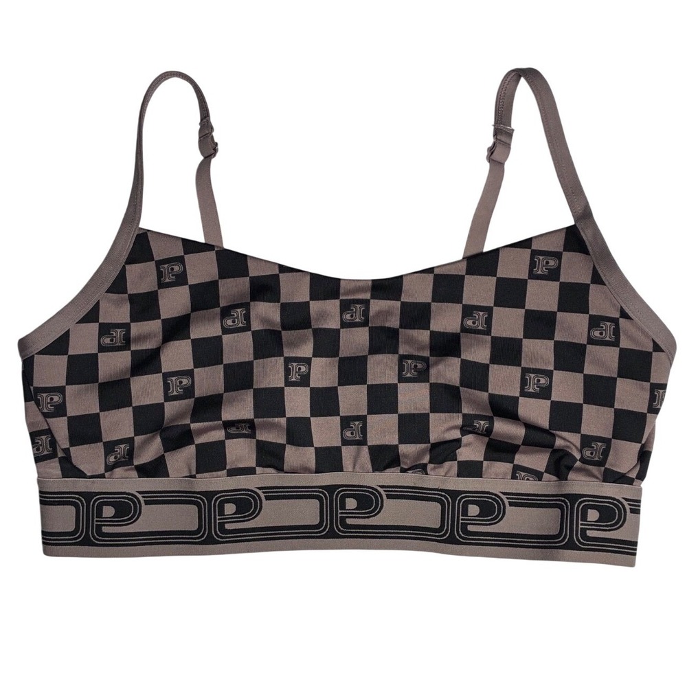 Victoria's Secret PINK Active Ultimate Lightly Lined Sports Bra XL Brown Checker